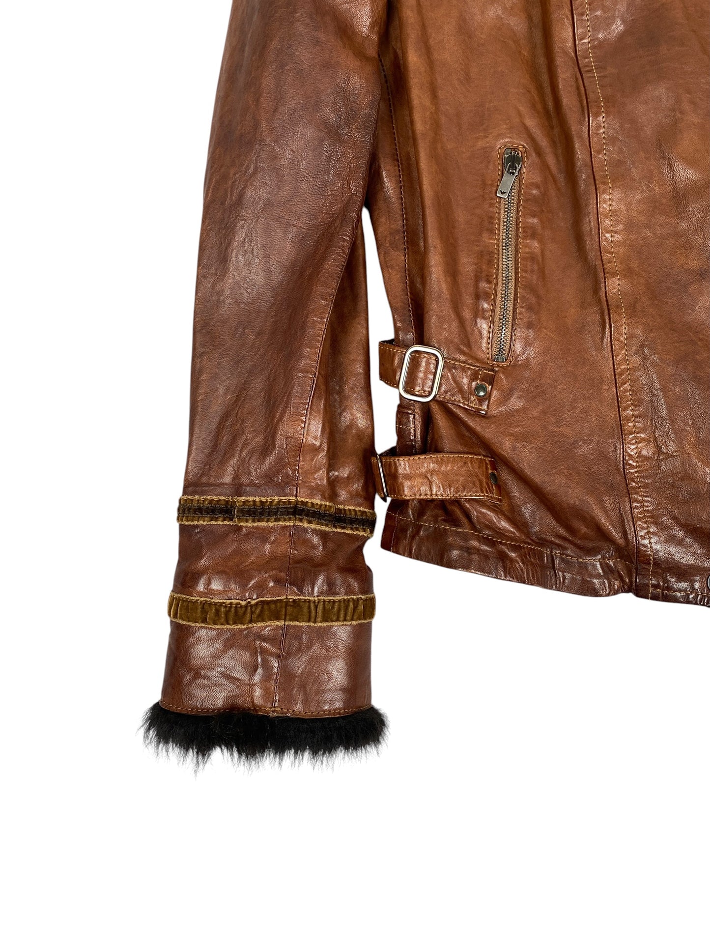 EMPORIO ARMANI 2000s lambskin Military leather Biker Jacket SZ IT 42 / M
