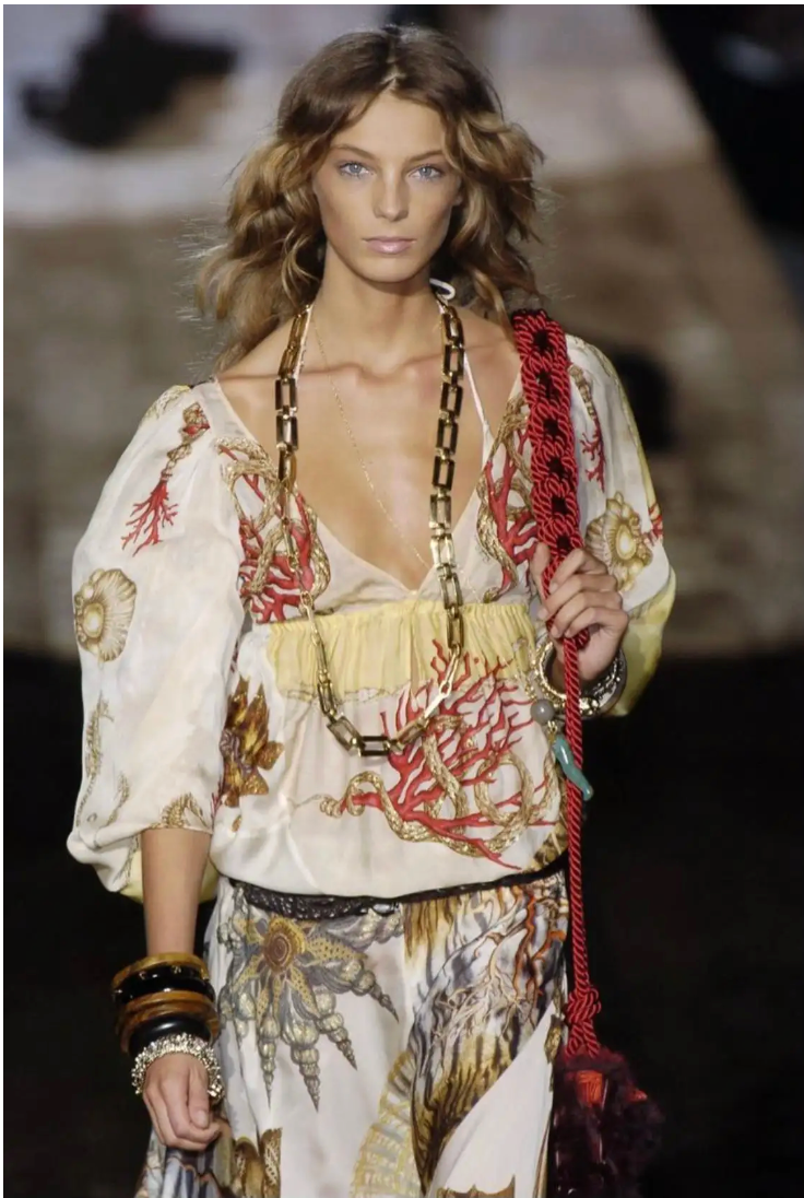 ROBERTO CAVALLI 2005 Seashell Silk Top Size S