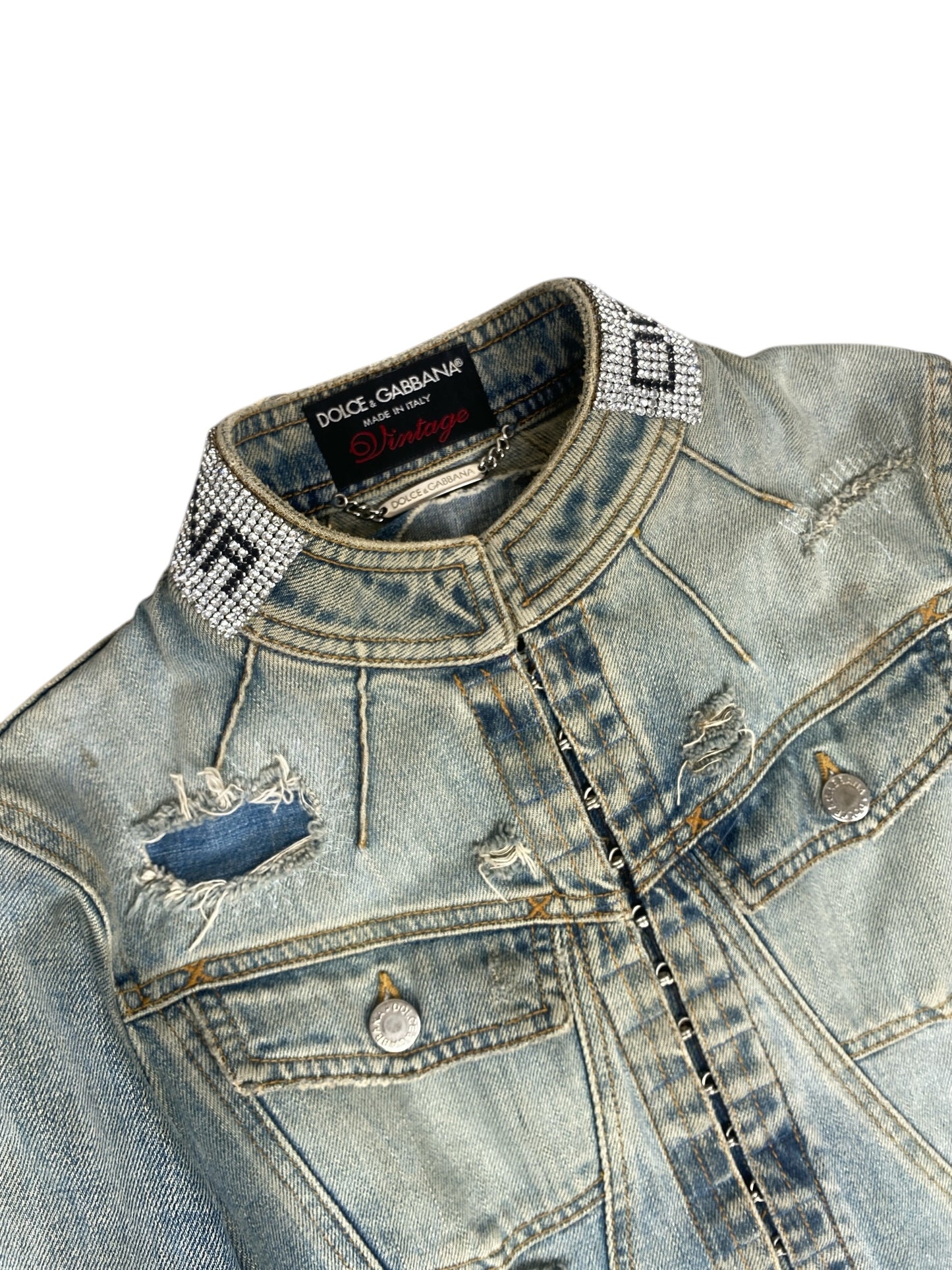 DOLCE & GABBANA RHINESTONE 2000s DENIM JACKET