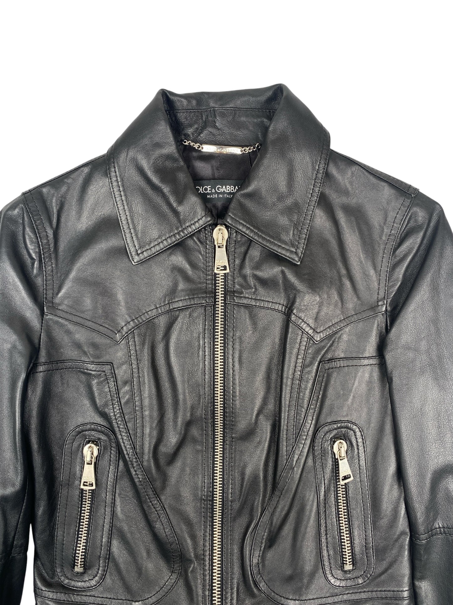 DOLCE & GABBANA LEATHER BIKER JACKET IT 38