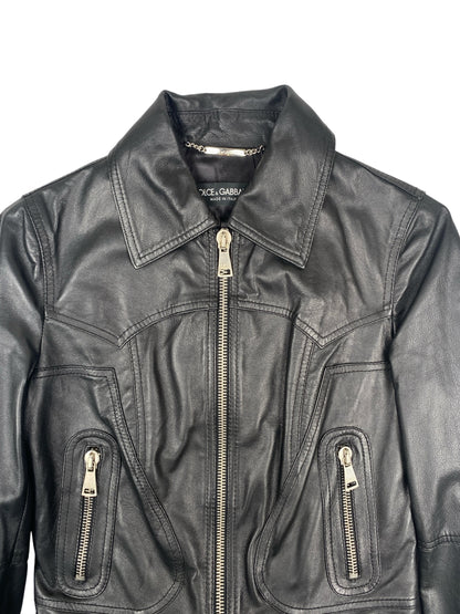DOLCE & GABBANA LEATHER BIKER JACKET IT 38