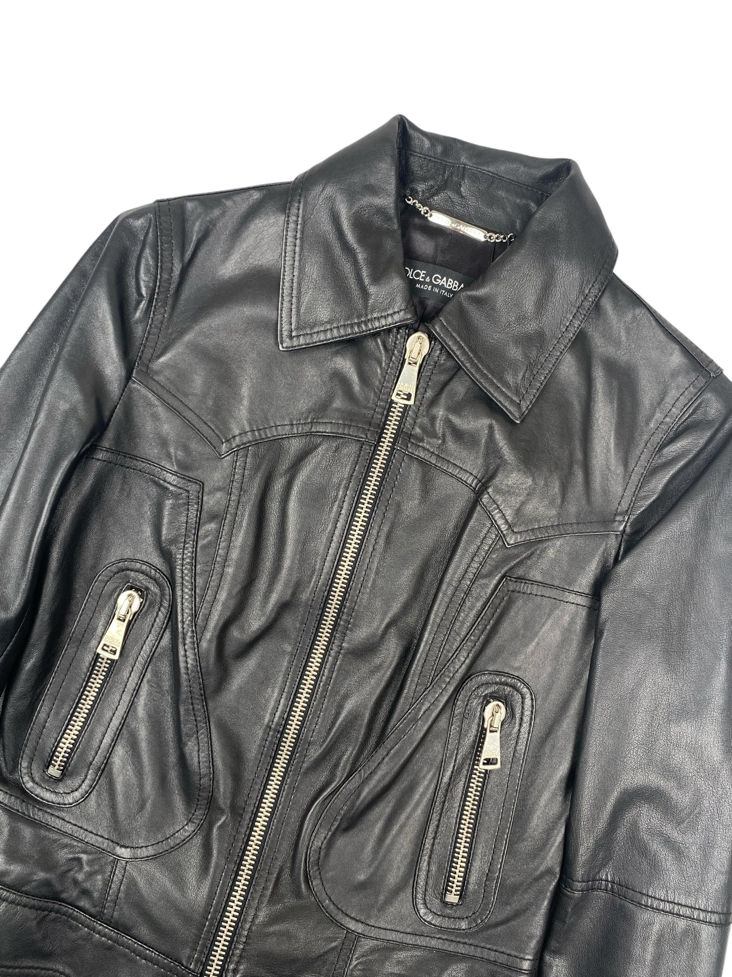 DOLCE & GABBANA LEATHER BIKER JACKET IT 38