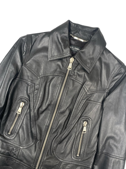 DOLCE & GABBANA LEATHER BIKER JACKET IT 38