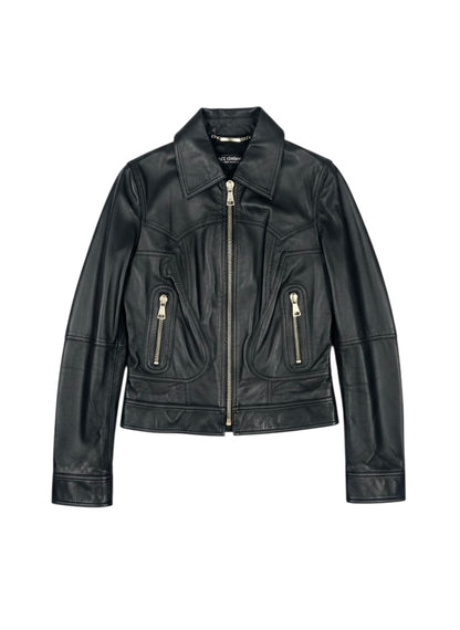 DOLCE & GABBANA LEATHER BIKER JACKET IT 38