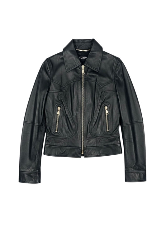 DOLCE & GABBANA LEATHER BIKER JACKET IT 38