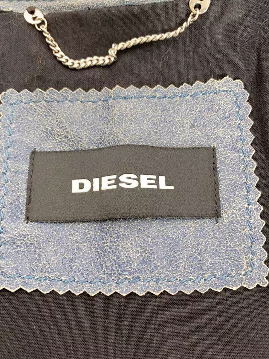 DIESEL Single Rider Leather Jacket Blue XS