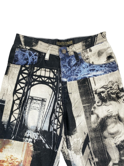 ROBERTO CAVALLI Baroque Printed Vintage Pants Trousers Jeans S