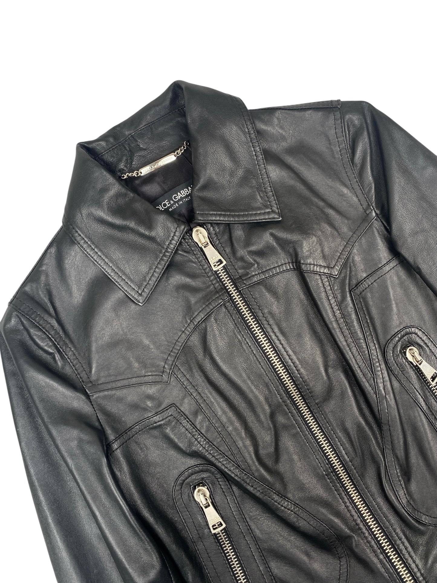 DOLCE & GABBANA LEATHER BIKER JACKET IT 38