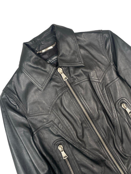DOLCE & GABBANA LEATHER BIKER JACKET IT 38