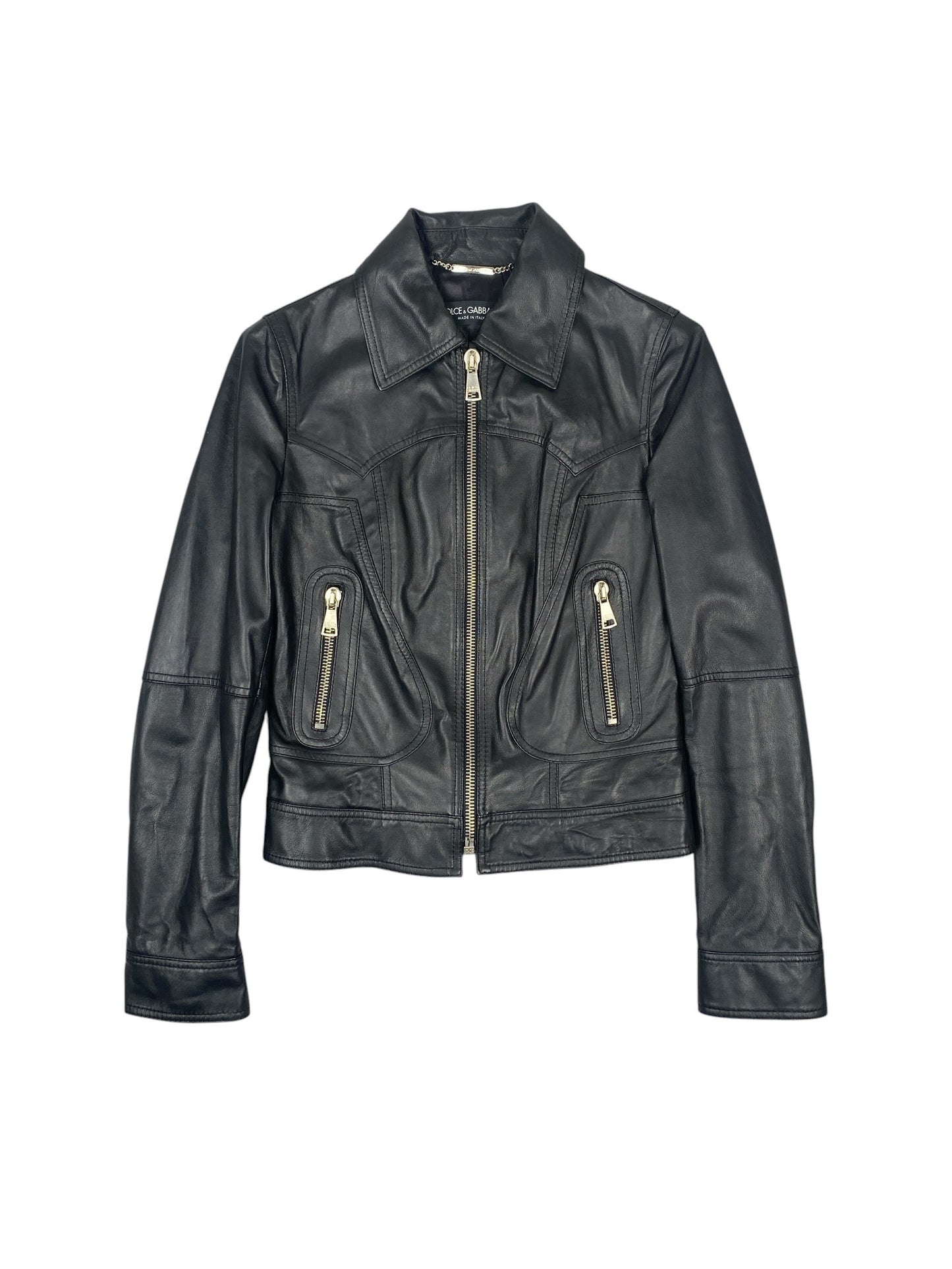 DOLCE & GABBANA LEATHER BIKER JACKET IT 38