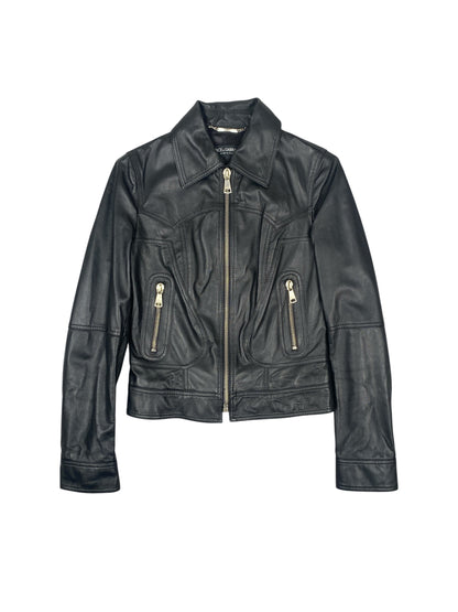 DOLCE & GABBANA LEATHER BIKER JACKET IT 38