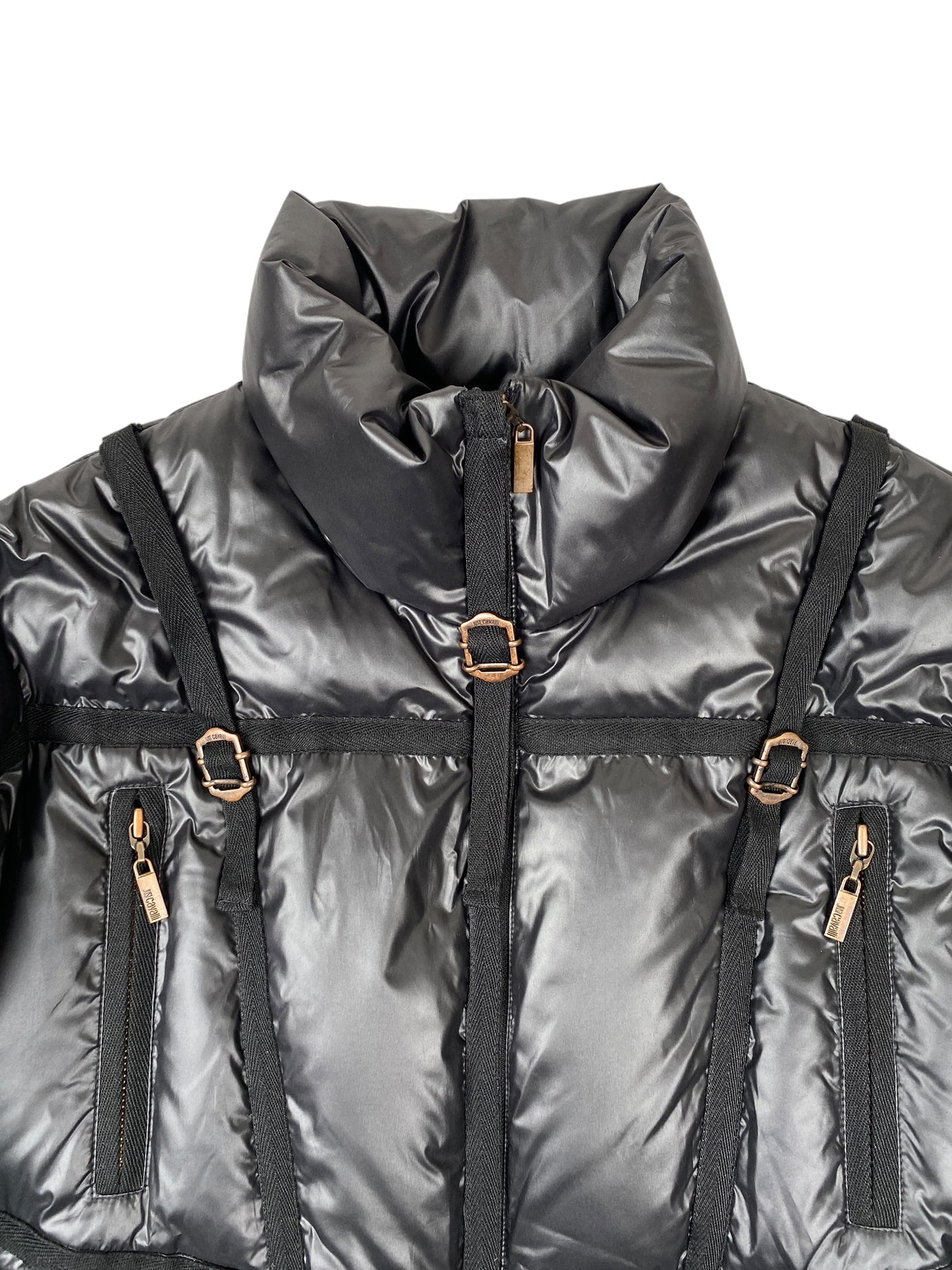 ROBERTO CAVALLI 2000s HARNESS BONDAGE BLACK PUFFER JACKET M