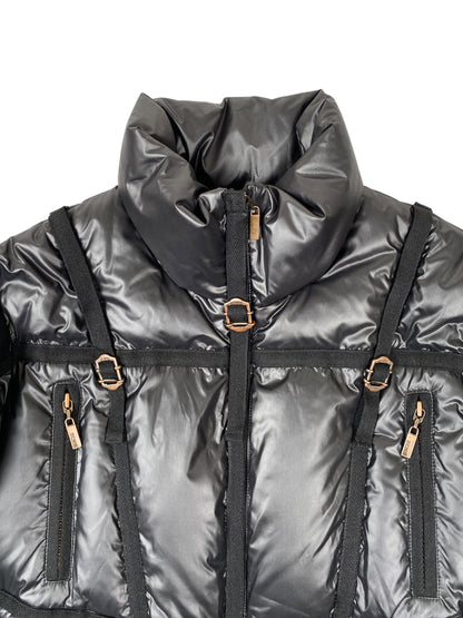 ROBERTO CAVALLI 2000s HARNESS BONDAGE BLACK PUFFER JACKET M