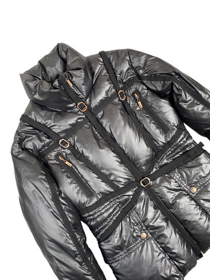 ROBERTO CAVALLI 2000s HARNESS BONDAGE BLACK PUFFER JACKET M