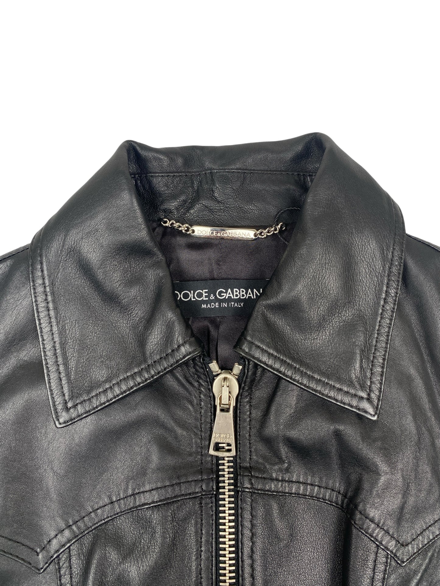 DOLCE & GABBANA LEATHER BIKER JACKET IT 38