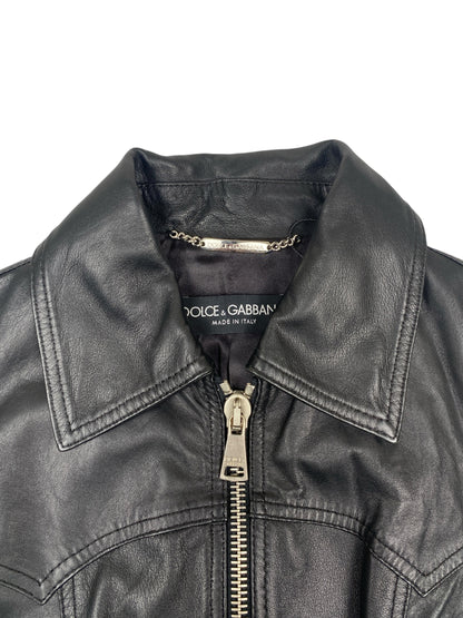 DOLCE & GABBANA LEATHER BIKER JACKET IT 38