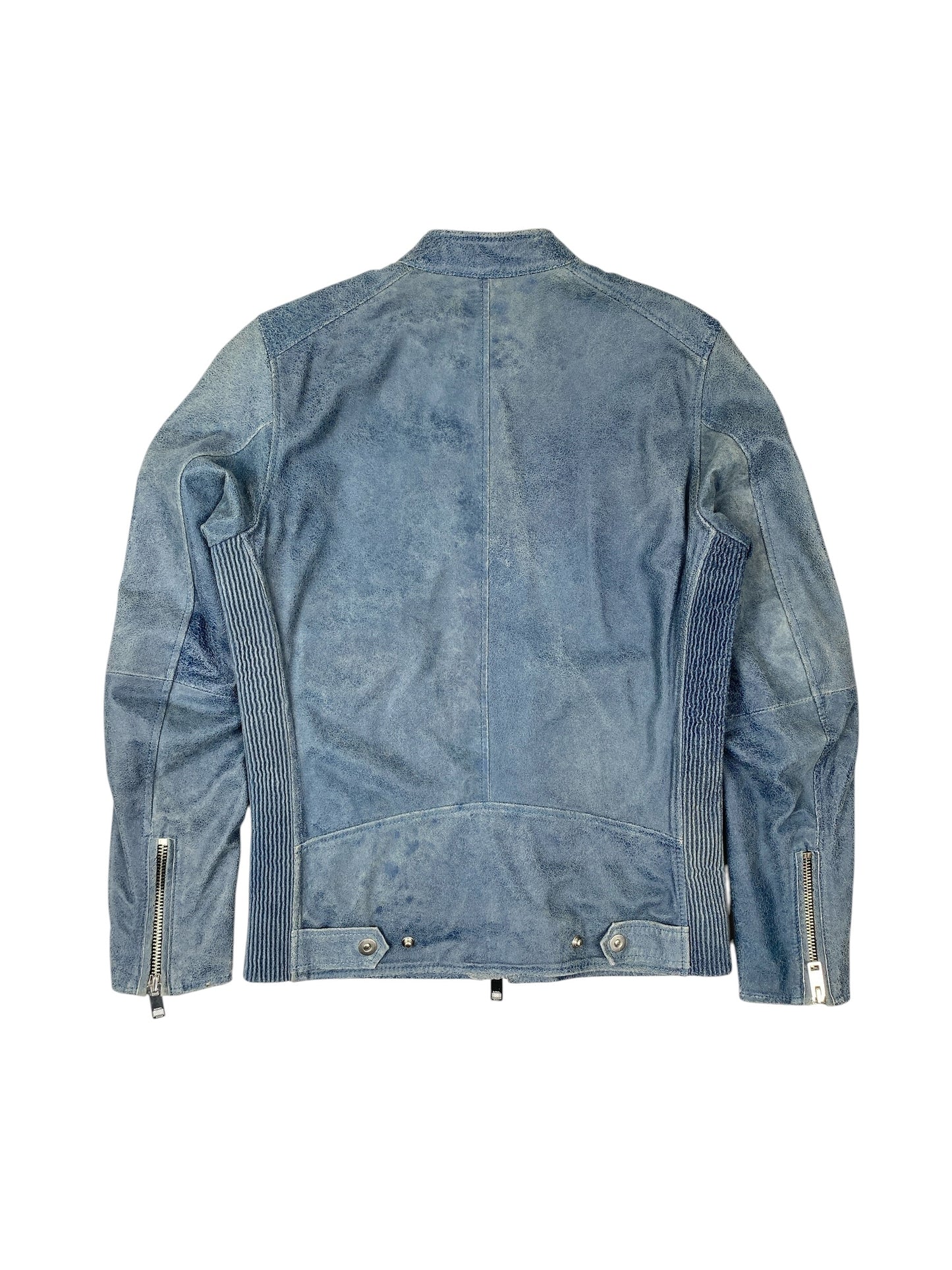 DIESEL Single Rider Leather Jacket Blue XS