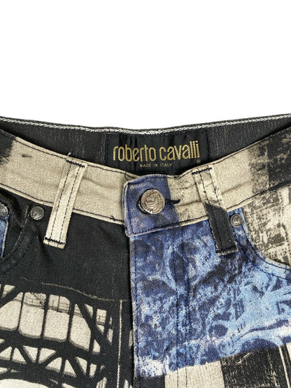 ROBERTO CAVALLI Baroque Printed Vintage Pants Trousers Jeans S