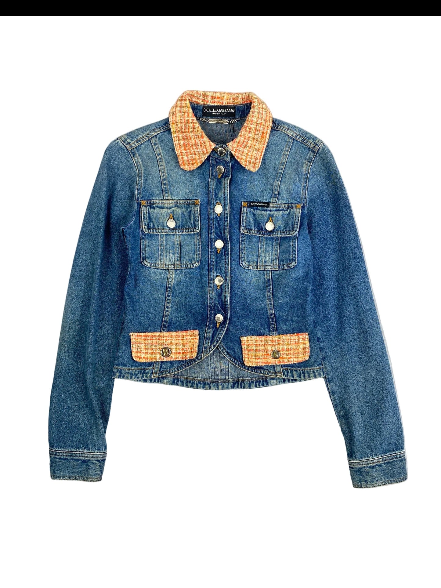 Dolce & Gabbana 2000s Tweed & Denim Hybrid Jacket 40 IT / S