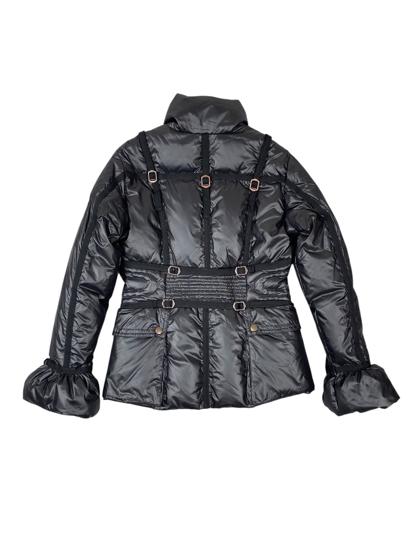 ROBERTO CAVALLI 2000s HARNESS BONDAGE BLACK PUFFER JACKET M