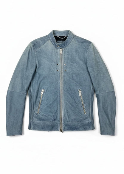 DIESEL Single Rider Leather Jacket Blue XS