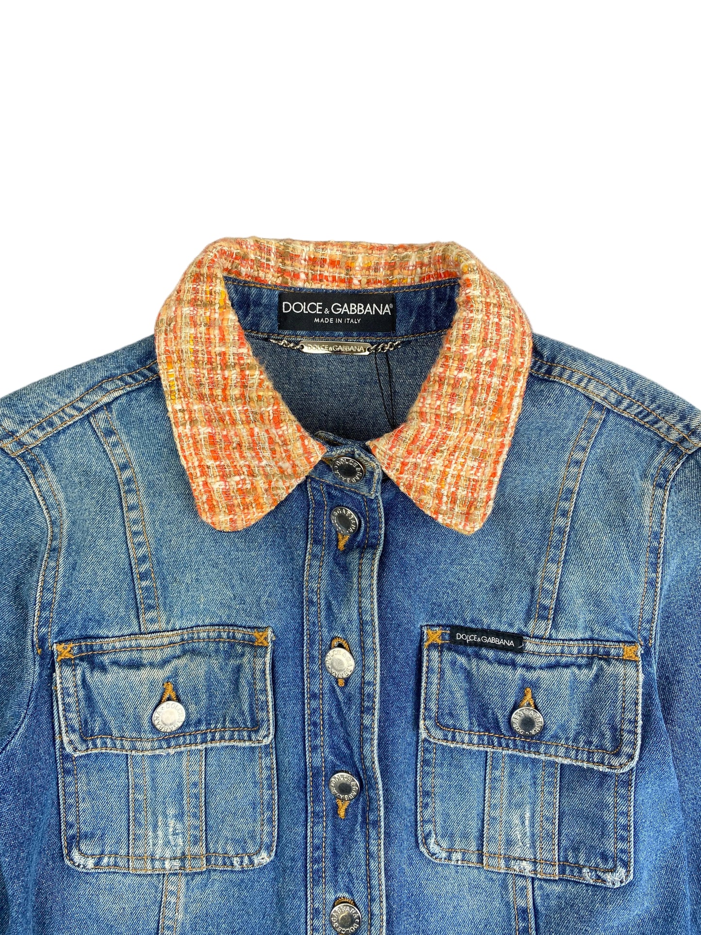 Dolce & Gabbana 2000s Tweed & Denim Hybrid Jacket 40 IT / S