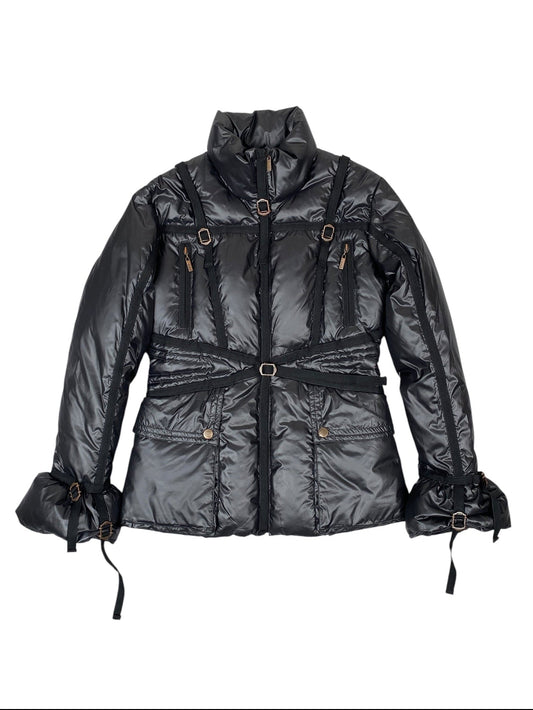 ROBERTO CAVALLI 2000s HARNESS BONDAGE BLACK PUFFER JACKET M