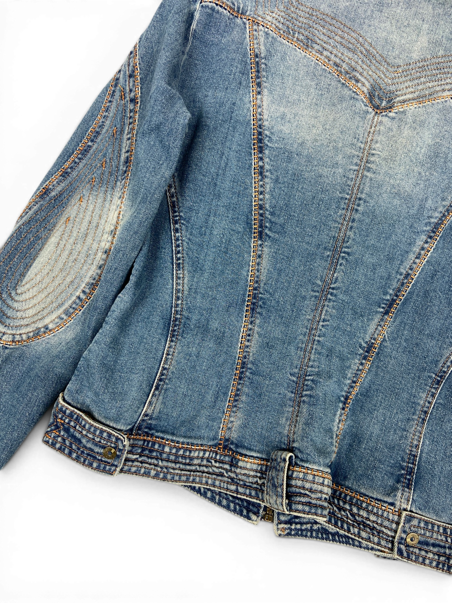 CAVALLI SS05 Y2K Biker Detailed Denim Jacket Sz M