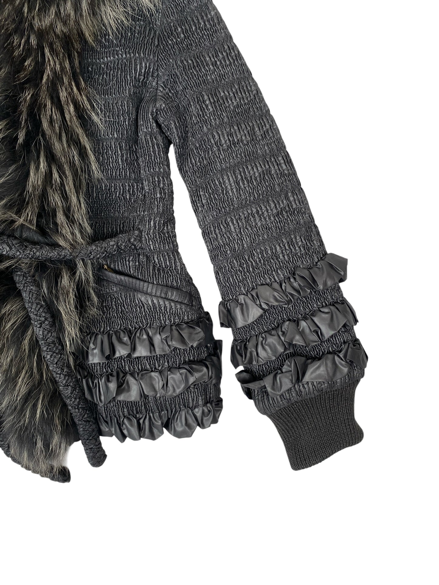 ROBERTO CAVALLI CLASS FUR TRIM JACKET