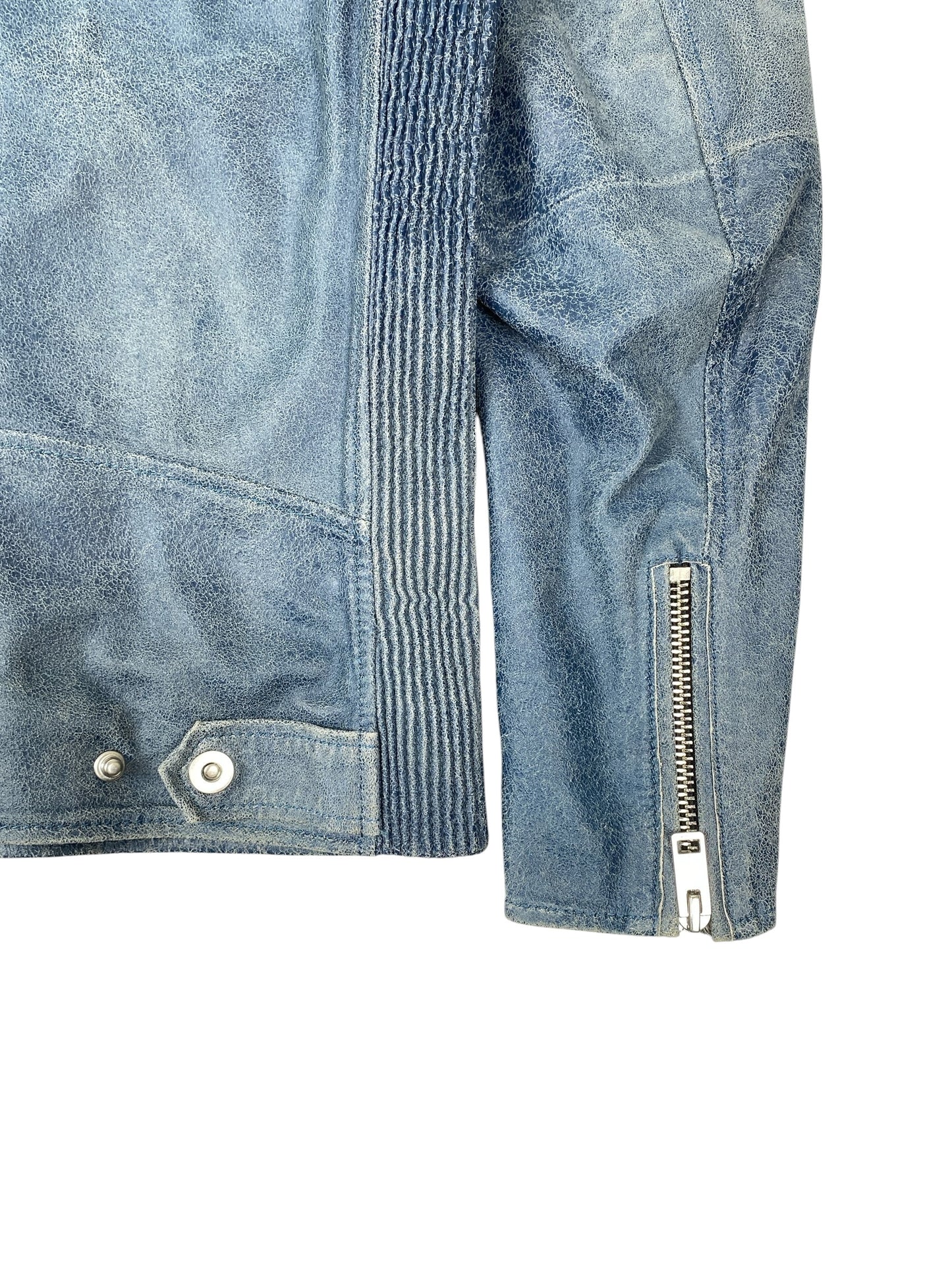 DIESEL Single Rider Leather Jacket Blue XS
