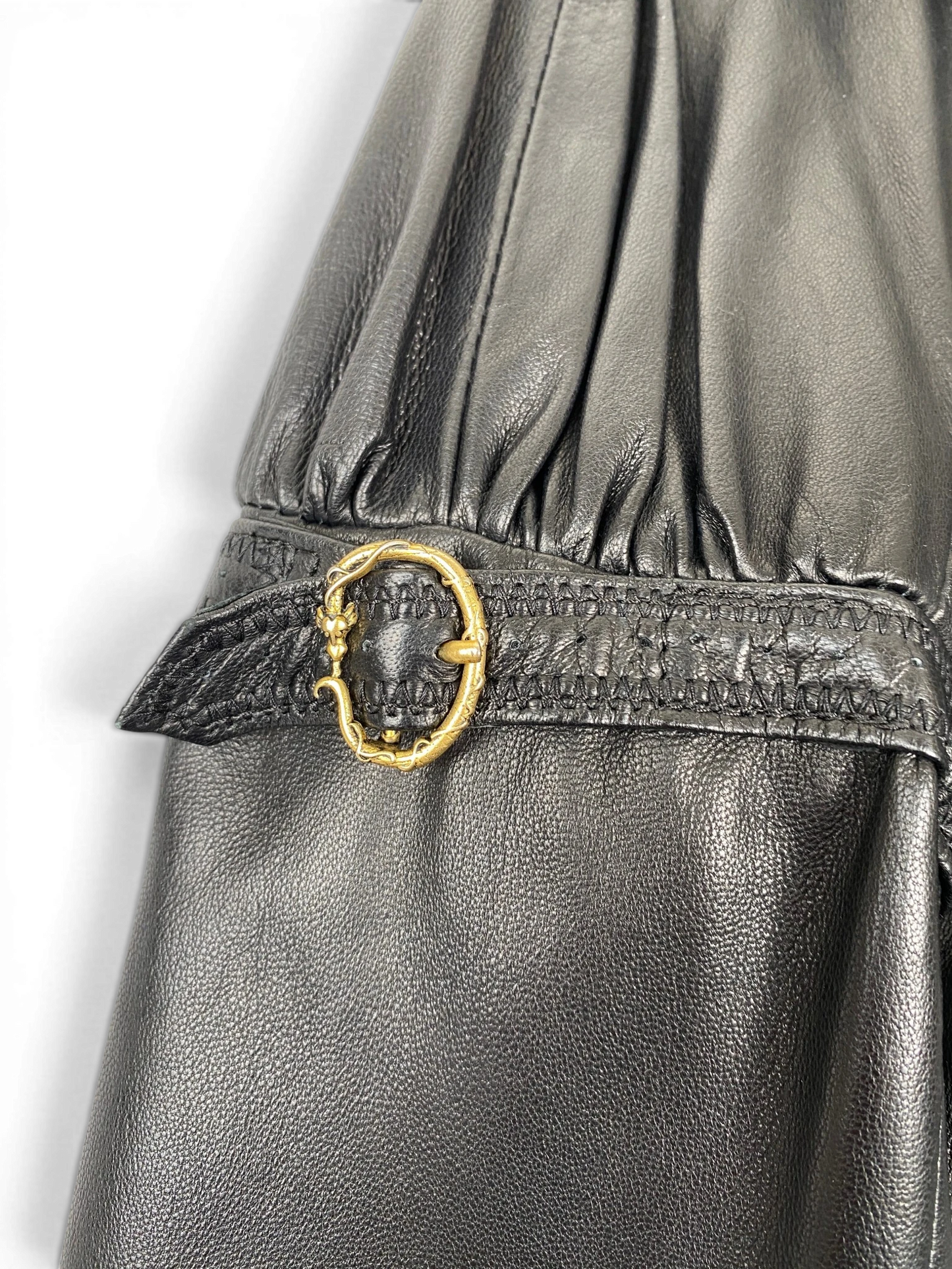 CAVALLI Leather and Fur Buckle Detailed Jacket Sz IT 40 / US 6