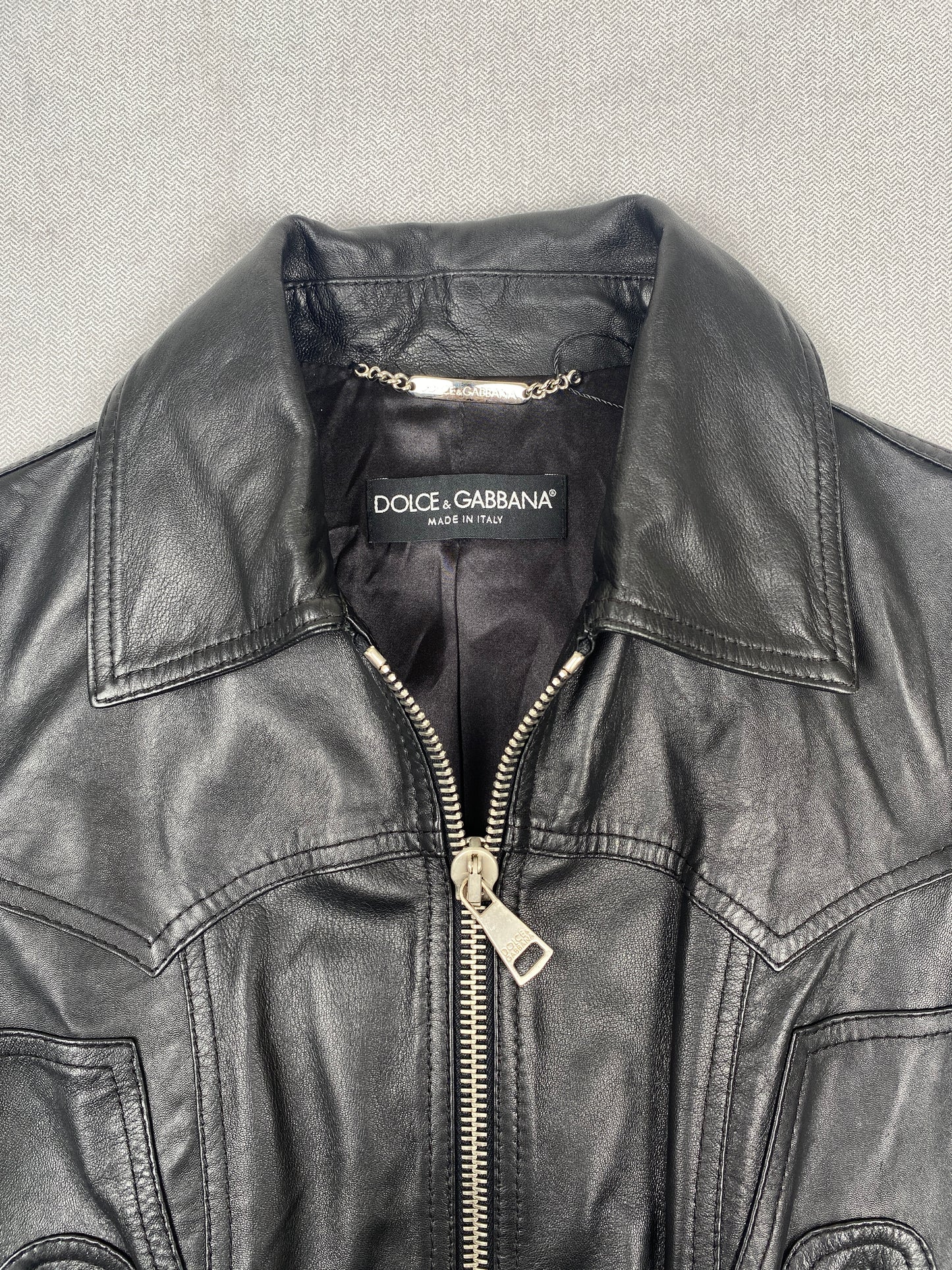 DOLCE & GABBANA LEATHER BIKER JACKET IT 38