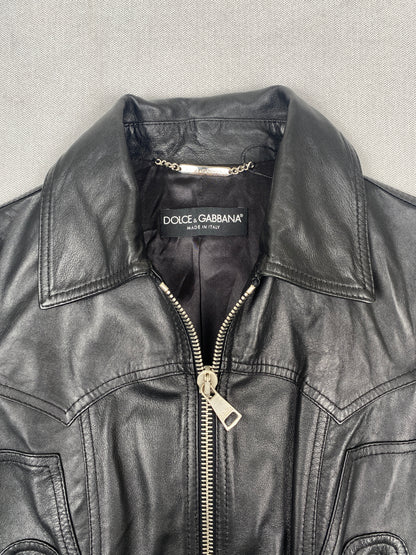DOLCE & GABBANA LEATHER BIKER JACKET IT 38