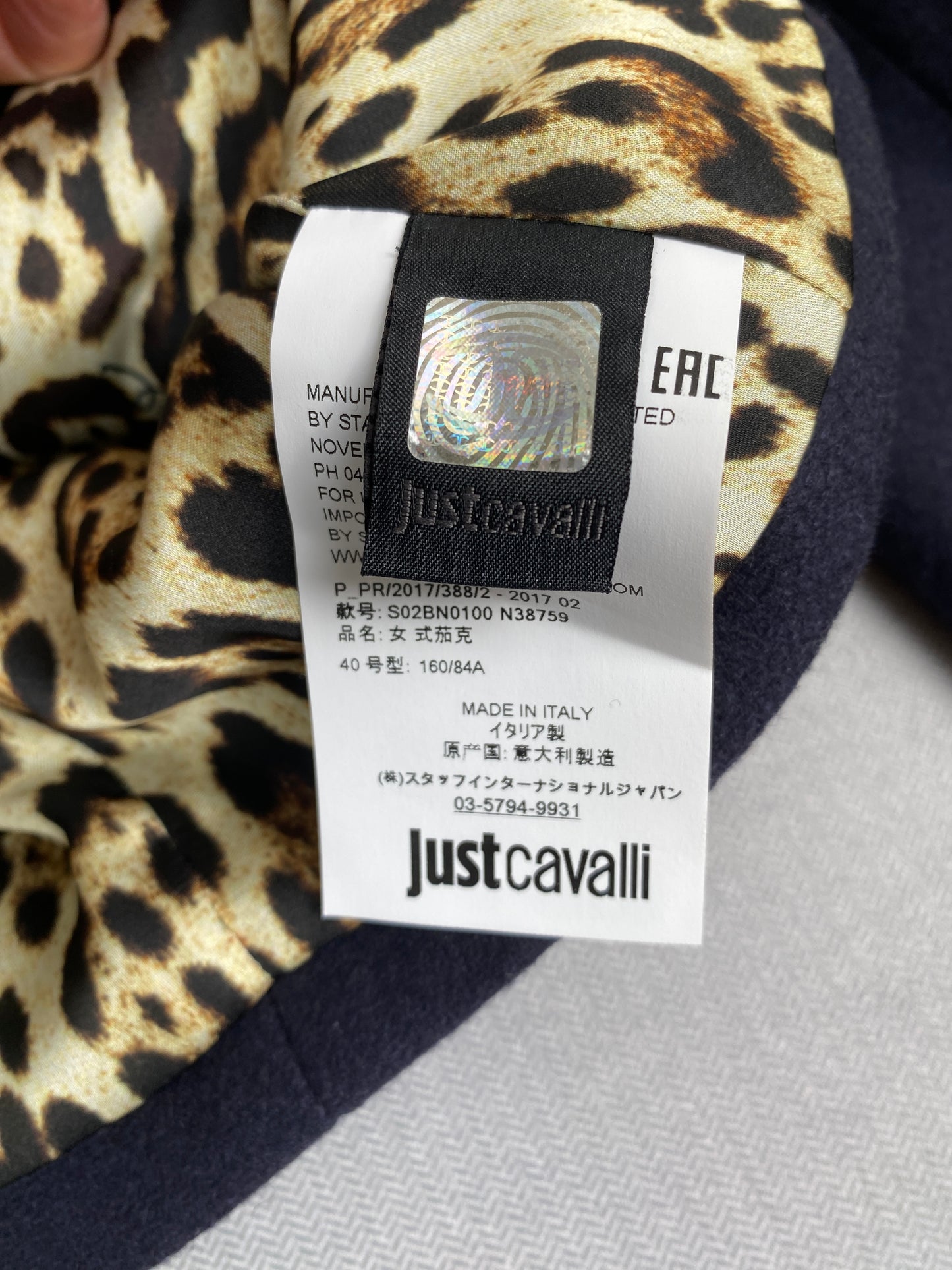 CAVALLI Just Cavalli Blue Napoleon Military Buttoned Jacket SZ