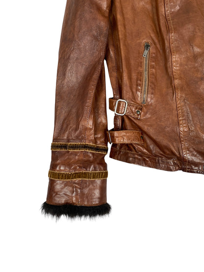 EMPORIO ARMANI 2000s lambskin Military leather Biker Jacket SZ IT 42 / M