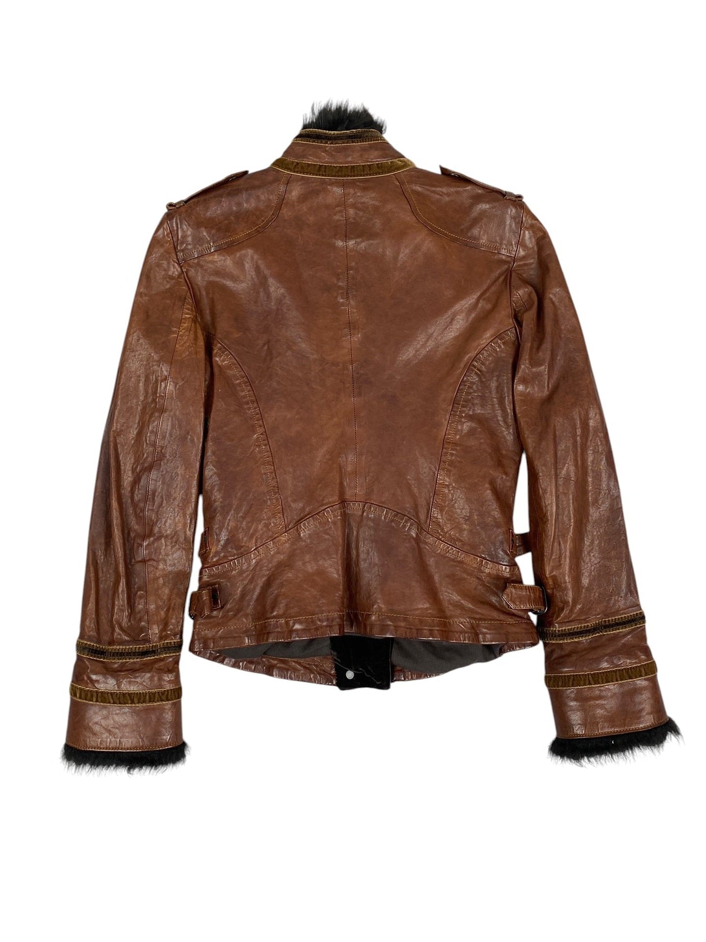 EMPORIO ARMANI 2000s lambskin Military leather Biker Jacket SZ IT 42 / M