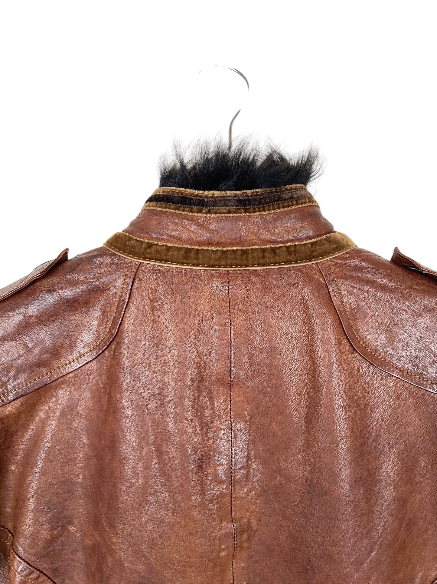 EMPORIO ARMANI 2000s lambskin Military leather Biker Jacket SZ IT 42 / M