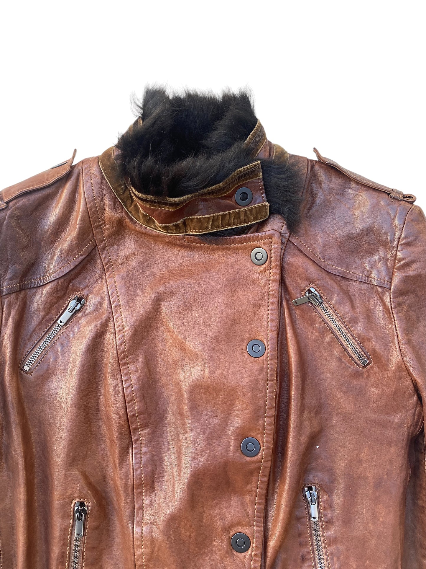 EMPORIO ARMANI 2000s lambskin Military leather Biker Jacket SZ IT 42 / M
