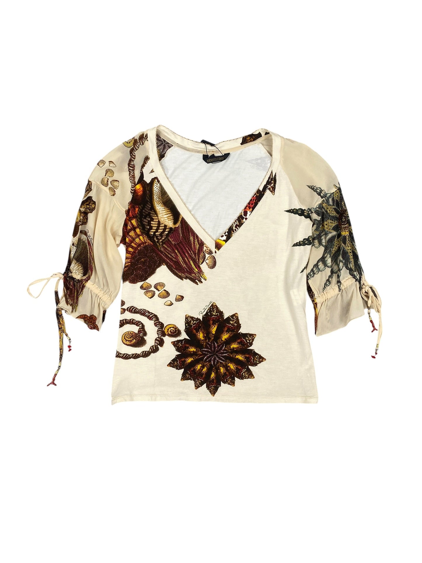 ROBERTO CAVALLI 2005 Seashell Silk Top Size S