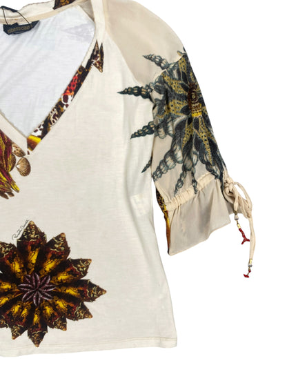 ROBERTO CAVALLI 2005 Seashell Silk Top Size S
