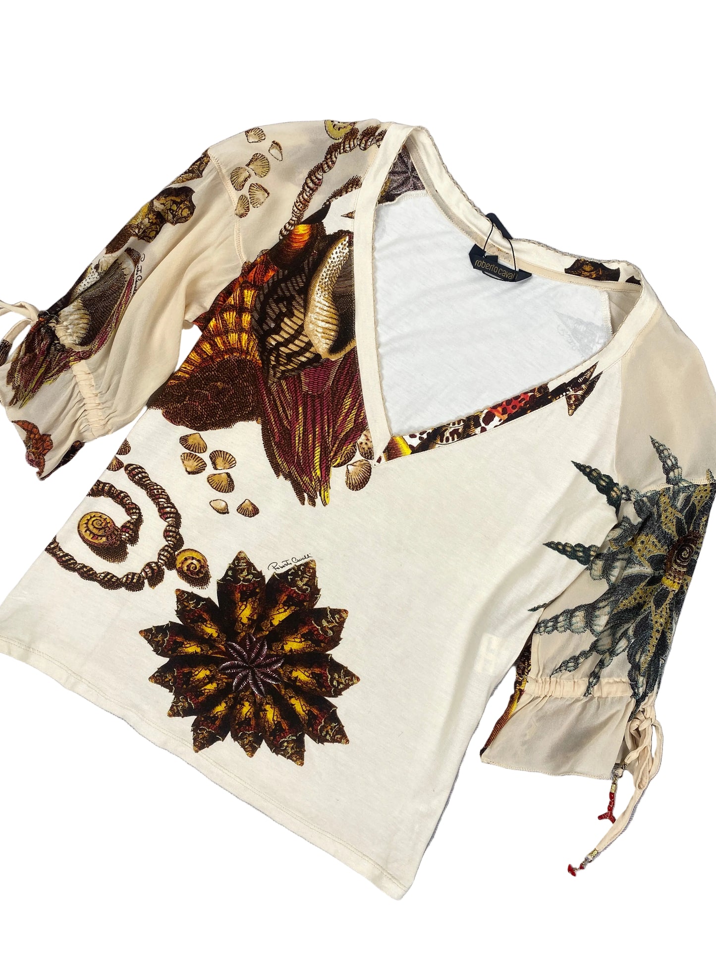 ROBERTO CAVALLI 2005 Seashell Silk Top Size S