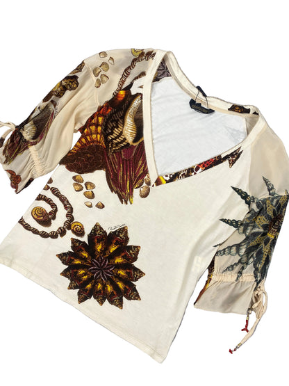 ROBERTO CAVALLI 2005 Seashell Silk Top Size S