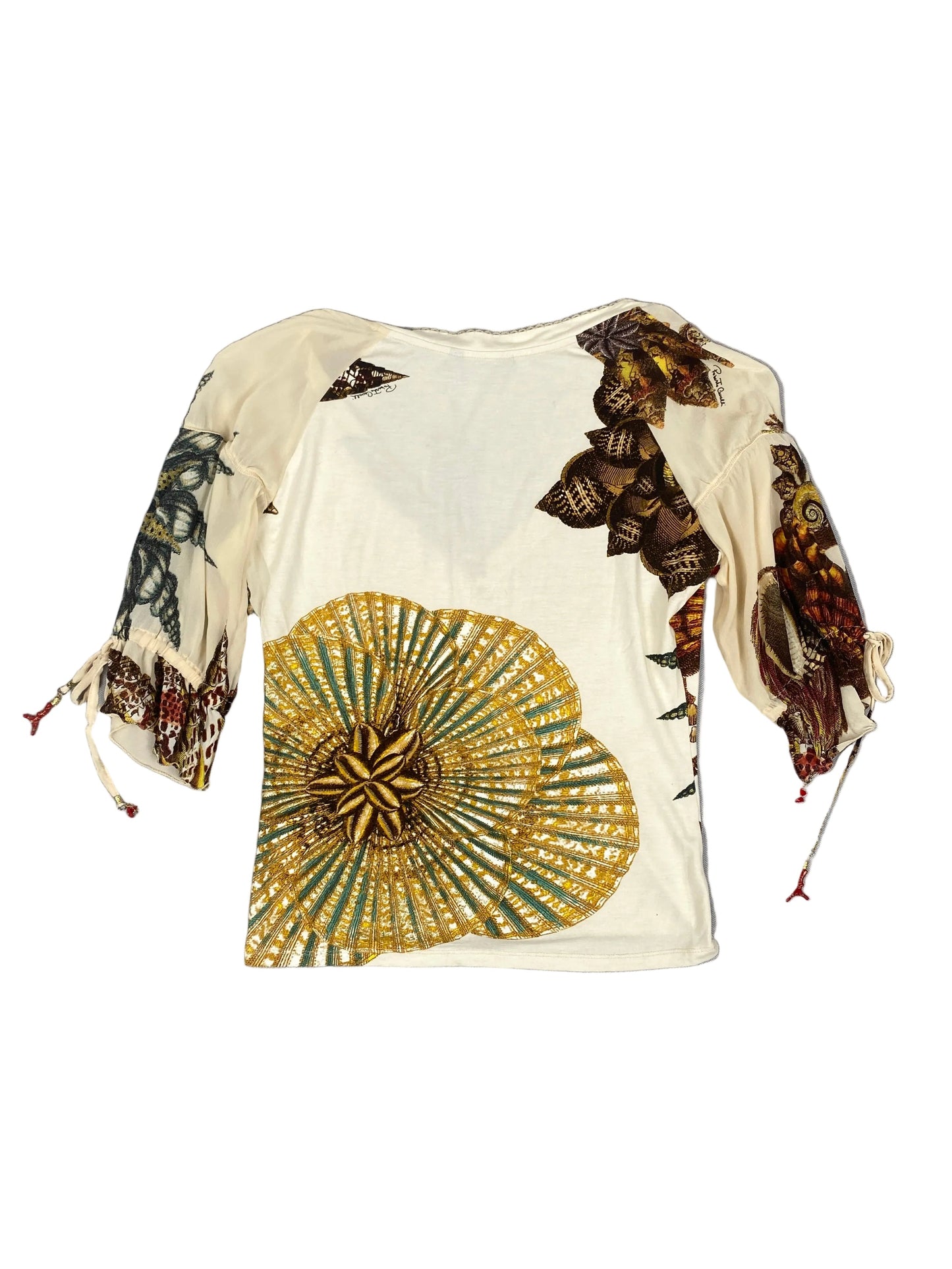 ROBERTO CAVALLI 2005 Seashell Silk Top Size S