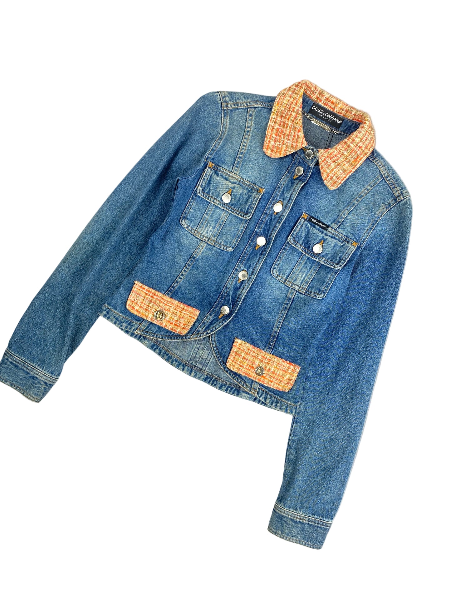 Dolce & Gabbana 2000s Tweed & Denim Hybrid Jacket 40 IT / S