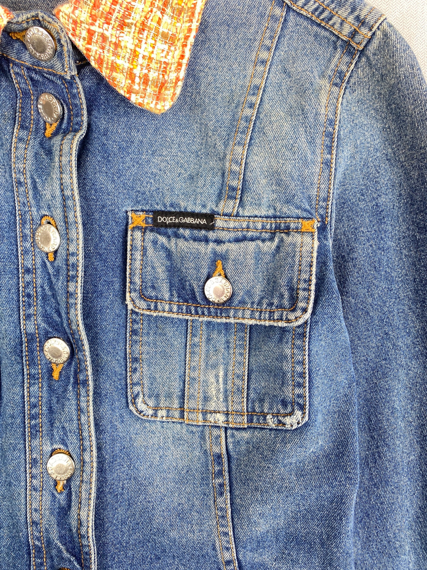 Dolce & Gabbana 2000s Tweed & Denim Hybrid Jacket 40 IT / S