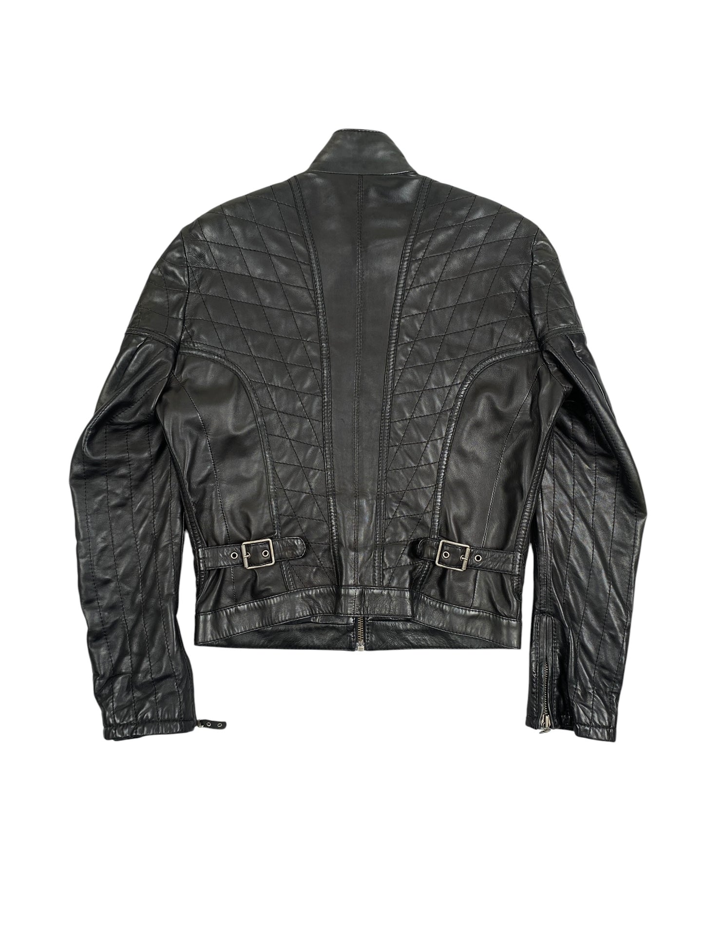 ROBERTO CAVALLI Just Cavalli SS2008 Quilted Multipocket Moto Biker Jacket Black SZ L