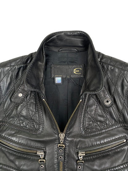 ROBERTO CAVALLI Just Cavalli SS2008 Quilted Multipocket Moto Biker Jacket Black SZ L