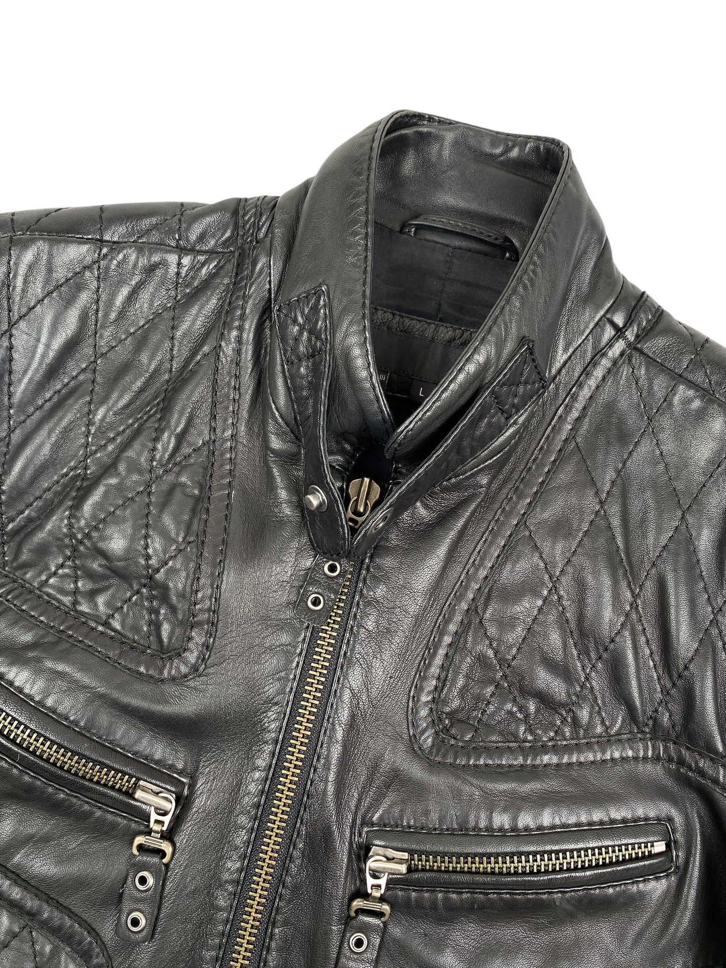 ROBERTO CAVALLI Just Cavalli SS2008 Quilted Multipocket Moto Biker Jacket Black SZ L