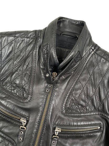 ROBERTO CAVALLI Just Cavalli SS2008 Quilted Multipocket Moto Biker Jacket Black SZ L