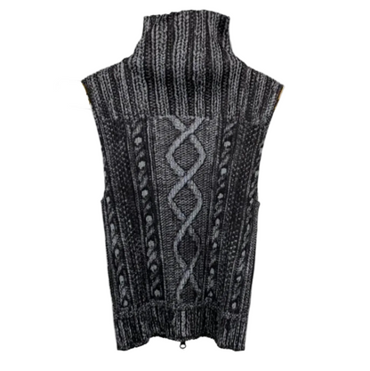 PLEATS PLEASE ISSEY MIYAKE Cable Knit Print Zip Vest SZ 3 / M